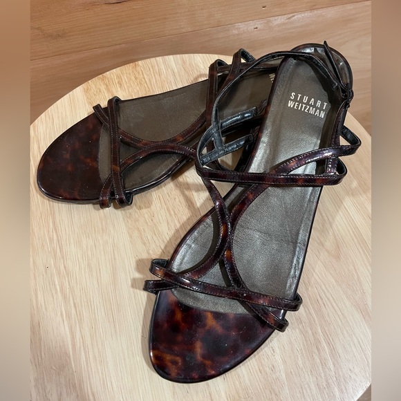 Stuart Weitzman Strappy Tortoise Shell Sandals Size 7.5 - Picture 1 of 11